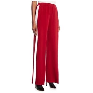 Elizabeth and James Red Track Pants with white striped, wide leg, size S